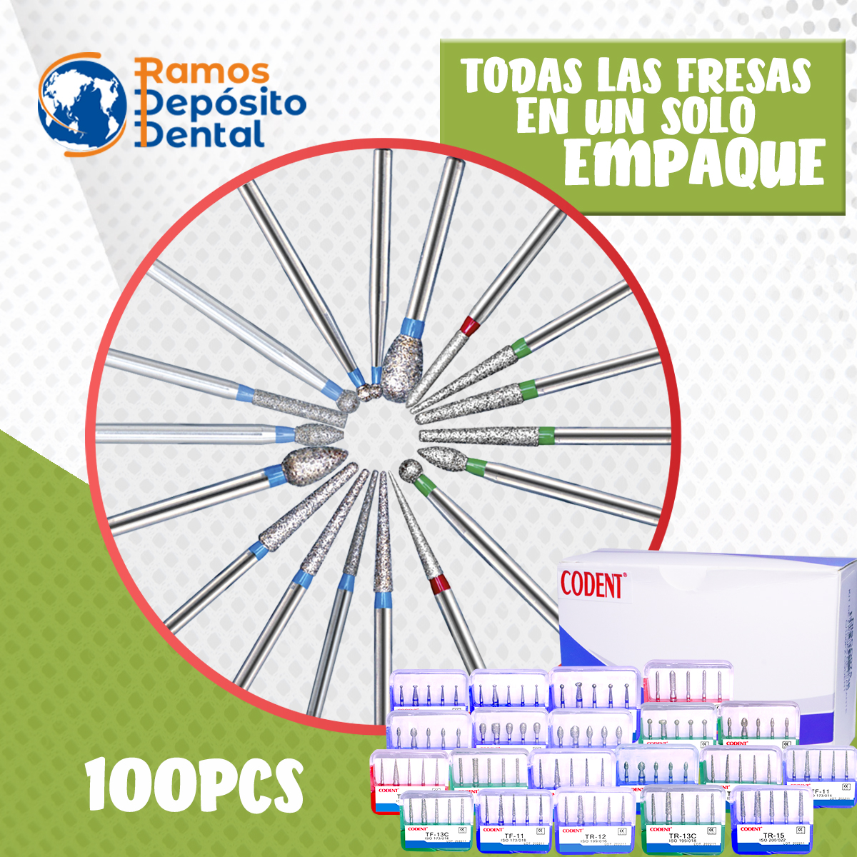 Fresas codent-deposito dental ramos-100pcs